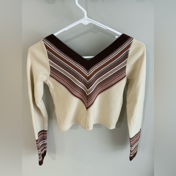Intimately Free People So Good Stripe Pullover Sweater - Cream/Rust - Size Small - Picture 7 of 11
